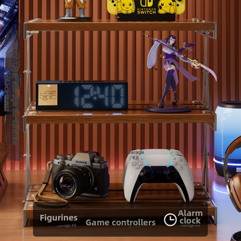 Datorgalda uzglabāšanas plaukts, saliekams kafijas krūžu turētājs, daudzslāņu galda organizētājs, moderns vienkāršības stils, oglekļa tērauds + koks, modelis 2303059429383832576