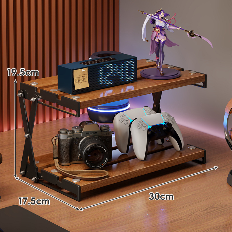 Datorgalda uzglabāšanas plaukts, saliekams kafijas krūžu turētājs, daudzslāņu galda organizētājs, moderns vienkāršības stils, oglekļa tērauds + koks, modelis 2303059429383832576