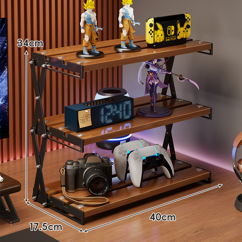 Datorgalda uzglabāšanas plaukts, saliekams kafijas krūžu turētājs, daudzslāņu galda organizētājs, moderns vienkāršības stils, oglekļa tērauds + koks, modelis 2303059429383832576