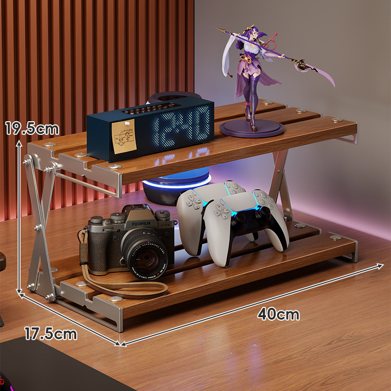 Datorgalda uzglabāšanas plaukts, saliekams kafijas krūžu turētājs, daudzslāņu galda organizētājs, moderns vienkāršības stils, oglekļa tērauds + koks, modelis 2303059429383832576