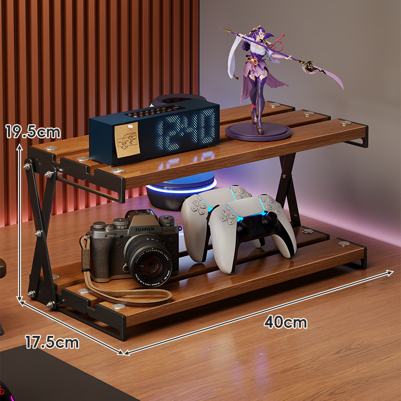 Datorgalda uzglabāšanas plaukts, saliekams kafijas krūžu turētājs, daudzslāņu galda organizētājs, moderns vienkāršības stils, oglekļa tērauds + koks, modelis 2303059429383832576