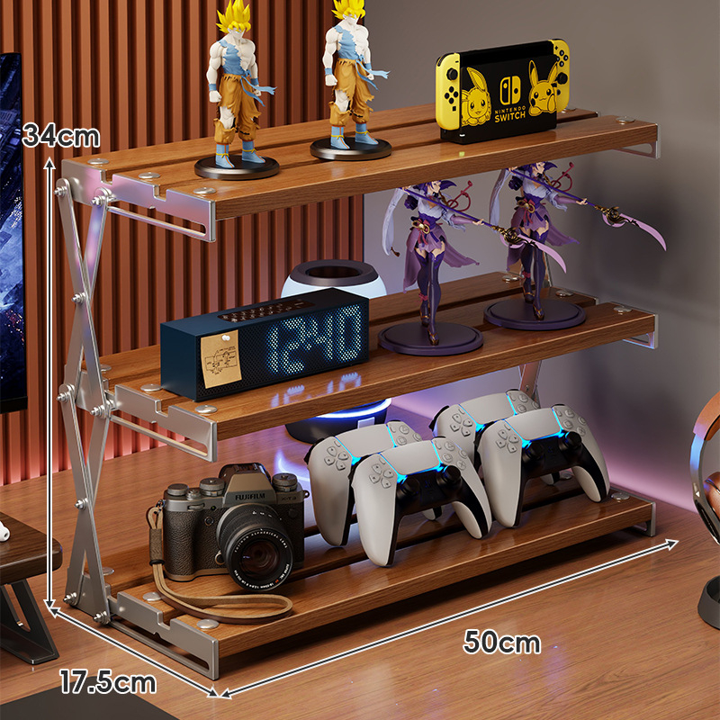 Datorgalda uzglabāšanas plaukts, saliekams kafijas krūžu turētājs, daudzslāņu galda organizētājs, moderns vienkāršības stils, oglekļa tērauds + koks, modelis 2303059429383832576