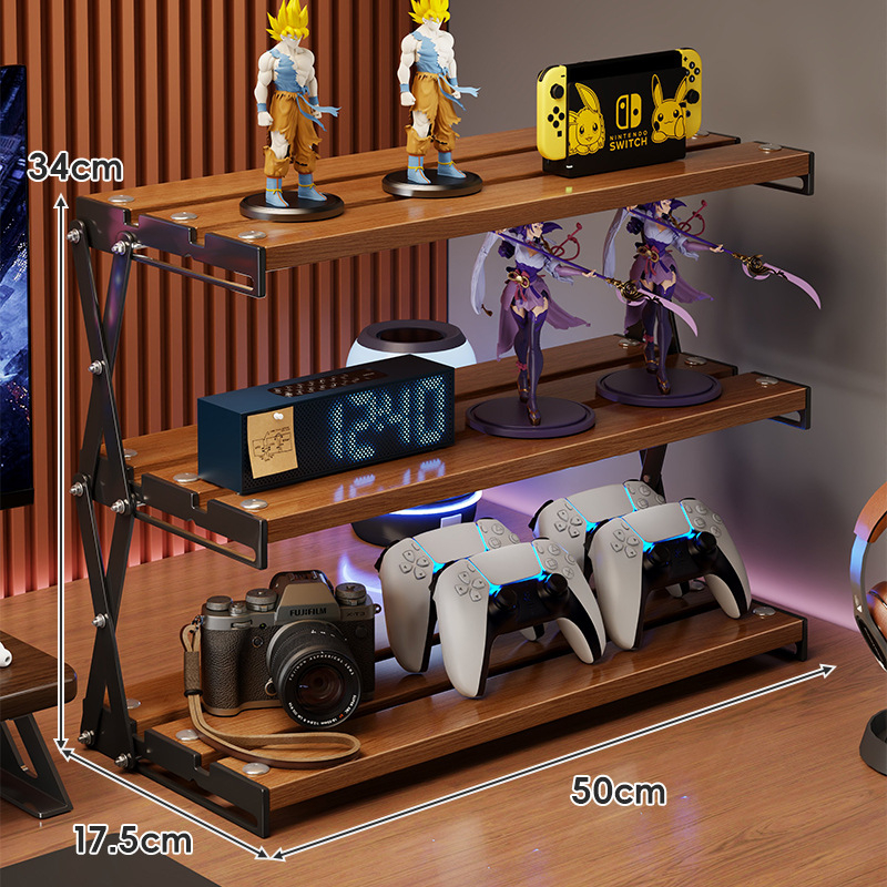 Datorgalda uzglabāšanas plaukts, saliekams kafijas krūžu turētājs, daudzslāņu galda organizētājs, moderns vienkāršības stils, oglekļa tērauds + koks, modelis 2303059429383832576