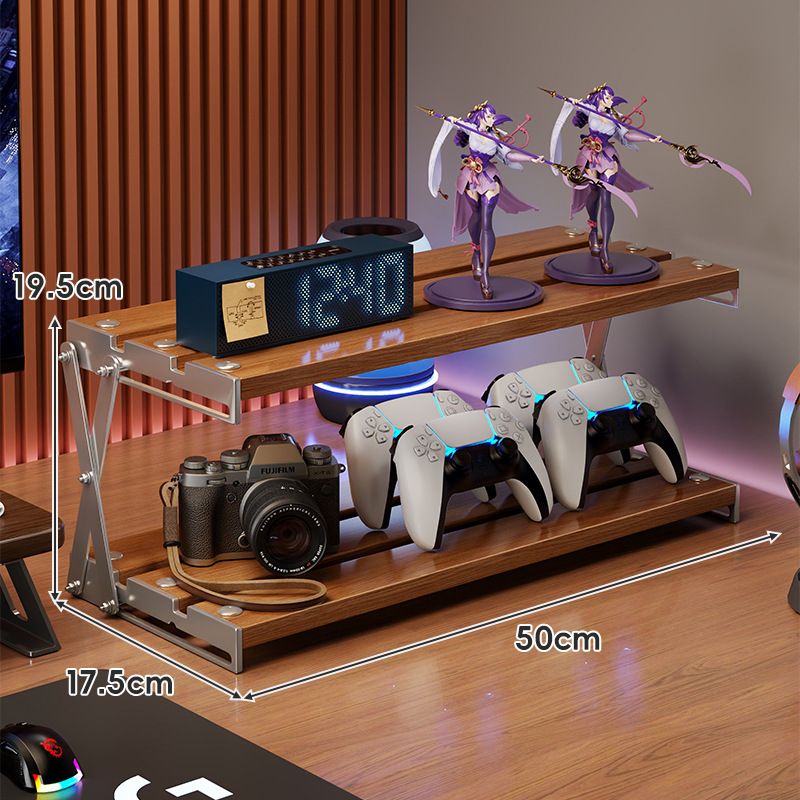 Datorgalda uzglabāšanas plaukts, saliekams kafijas krūžu turētājs, daudzslāņu galda organizētājs, moderns vienkāršības stils, oglekļa tērauds + koks, modelis 2303059429383832576