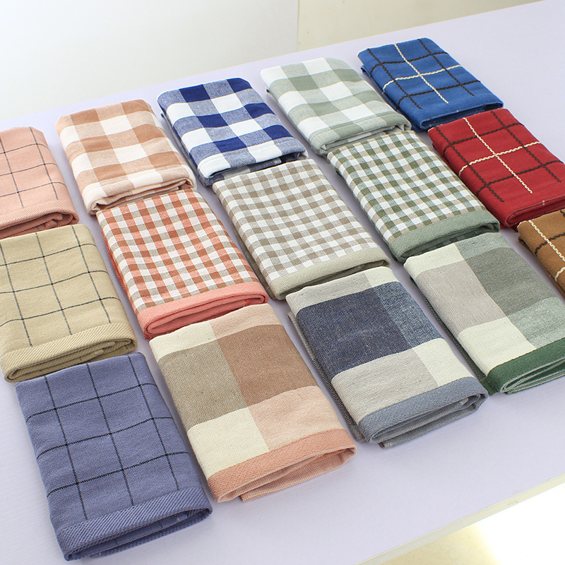 Japāņu kokvilnas gaužas kvadrātveida dvielis ar karu un svītrām, biezs un absorbējošs (dzija: 32s; Materiāls: kokvilna; Audums: Jacquard; Svars: 50 g; Sērija: Japāņu Vienkāršā)