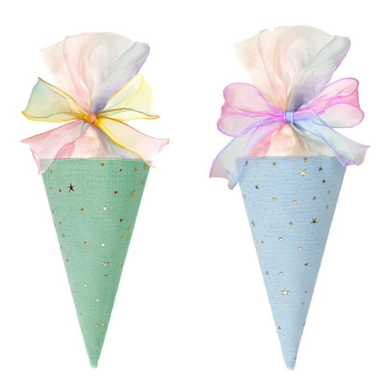 Plaukų juosta su ledų konuso formos kaspinu, rankų darbo audinio aksesuaras vaikams 3-6 metų