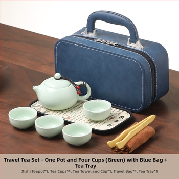 Ding kiln Kung Fu tēja komplekts, keramika, 1 tējkanna un 4 krūzes, logotipa druka