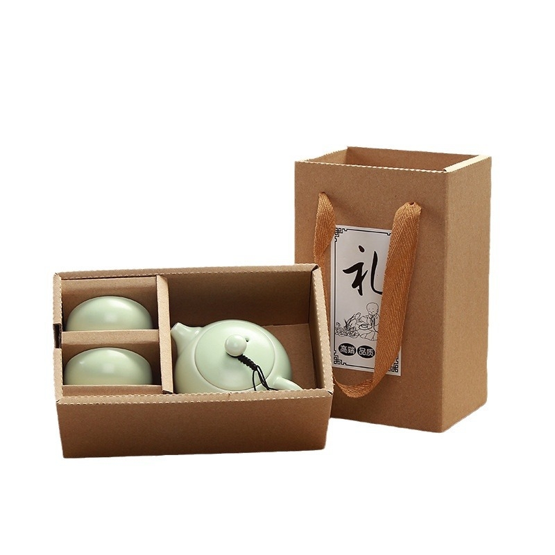 Ding kiln Kung Fu tēja komplekts, keramika, 1 tējkanna un 4 krūzes, logotipa druka