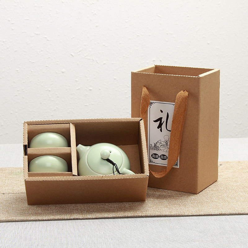 Ding kiln Kung Fu tēja komplekts, keramika, 1 tējkanna un 4 krūzes, logotipa druka