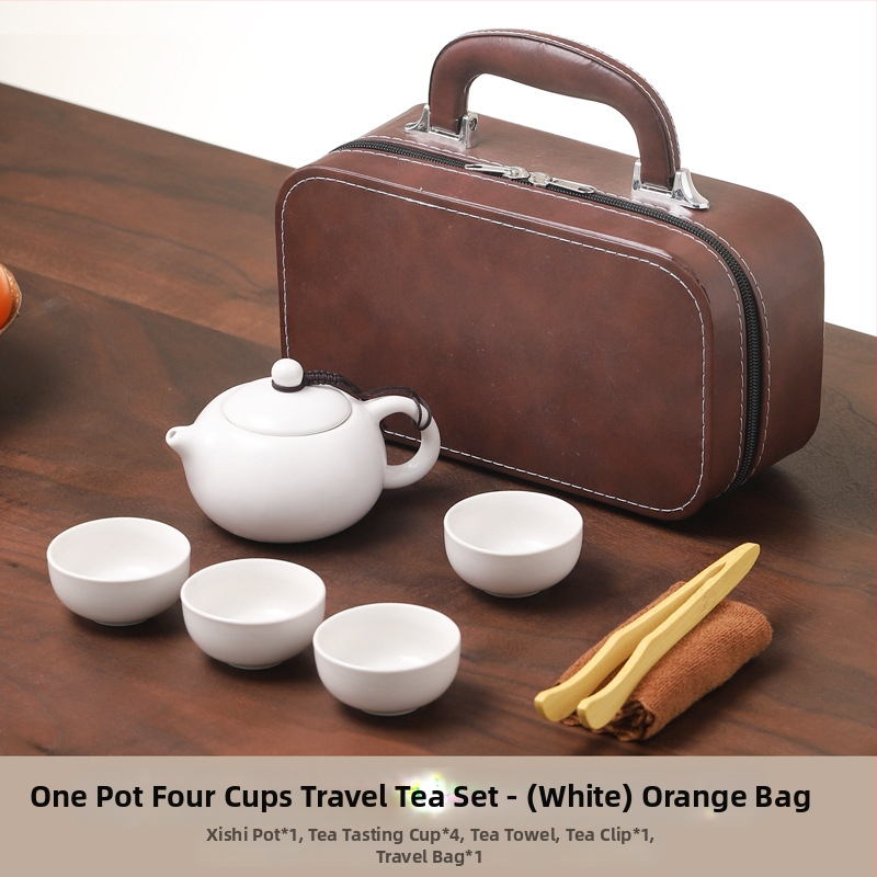 Ding kiln Kung Fu tēja komplekts, keramika, 1 tējkanna un 4 krūzes, logotipa druka