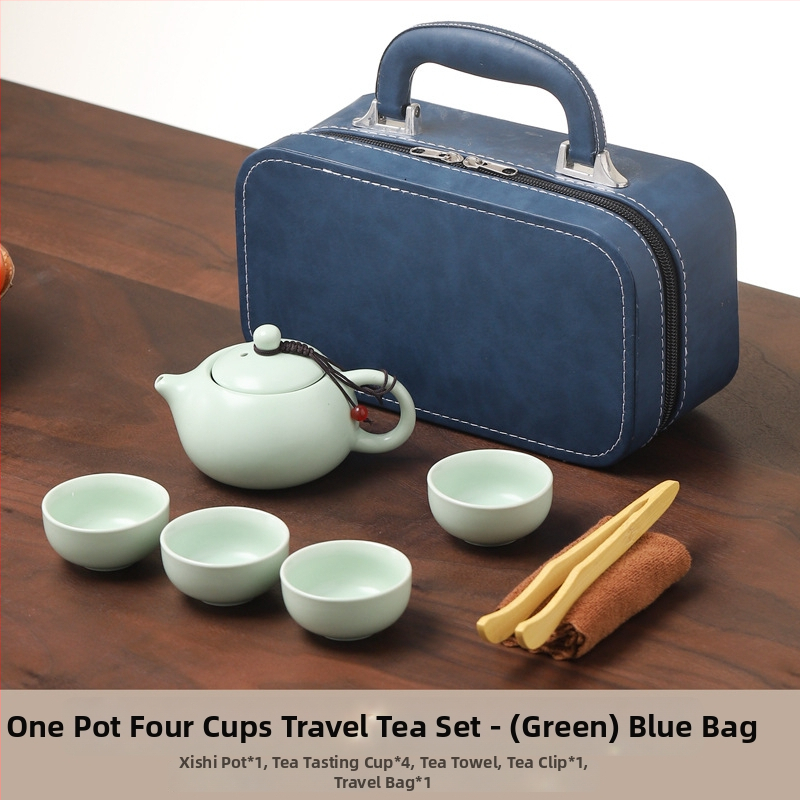 Ding kiln Kung Fu tēja komplekts, keramika, 1 tējkanna un 4 krūzes, logotipa druka