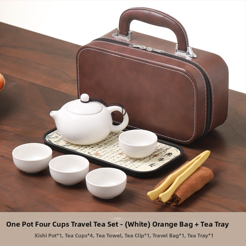 Ding kiln Kung Fu tēja komplekts, keramika, 1 tējkanna un 4 krūzes, logotipa druka