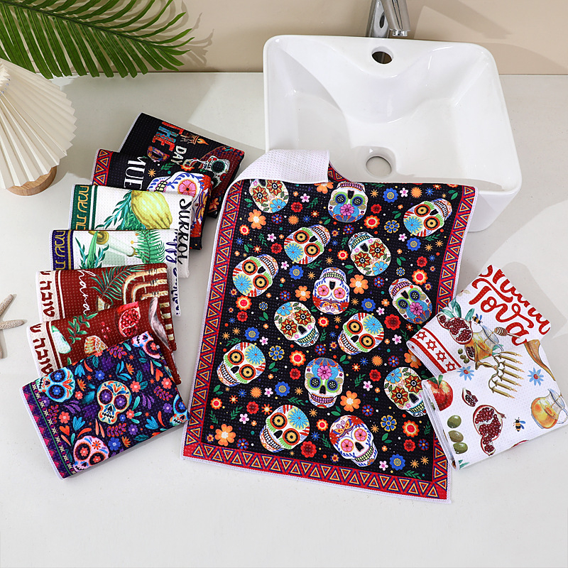 Virtuvinis rankšluostis su ananasų raštu, mikropluoštas, 96 g, greitas džiūvimas, skaitmeninis spausdinimas