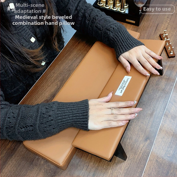 Ādas manikīra rokas spilvens, uzlabots, slīpuma dizains, pretslīdēšanas paliktnis, rokas atbalsts