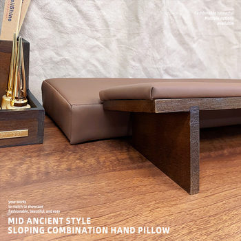 Ādas manikīra rokas spilvens, uzlabots, slīpuma dizains, pretslīdēšanas paliktnis, rokas atbalsts