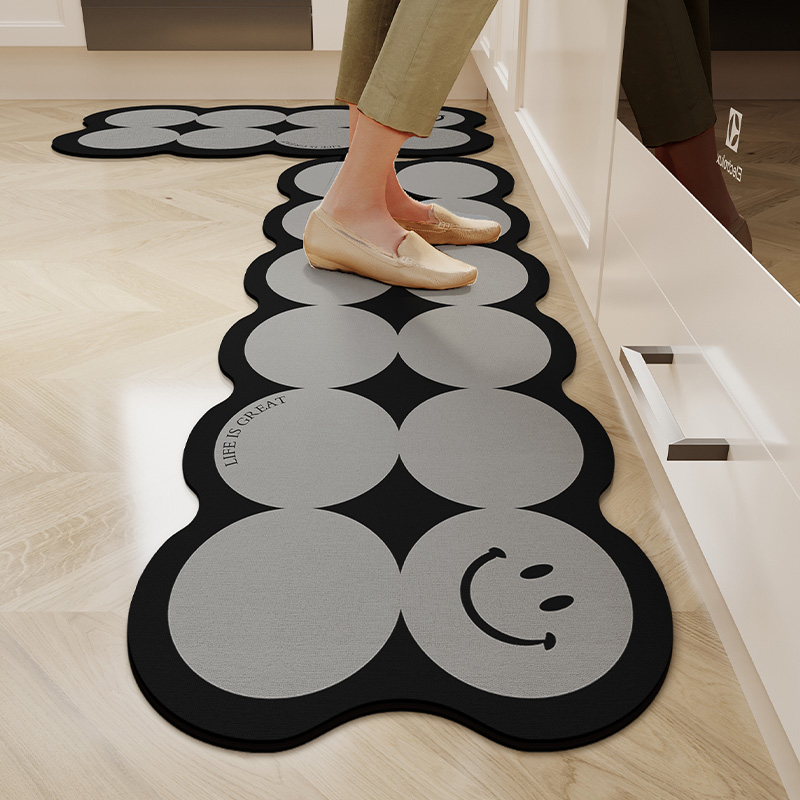 Set covorașe de podea pentru bucătărie din lut diatom – absorbant, anti-derapant, impermeabil, rezistent la ulei, lavabil, cu model floral