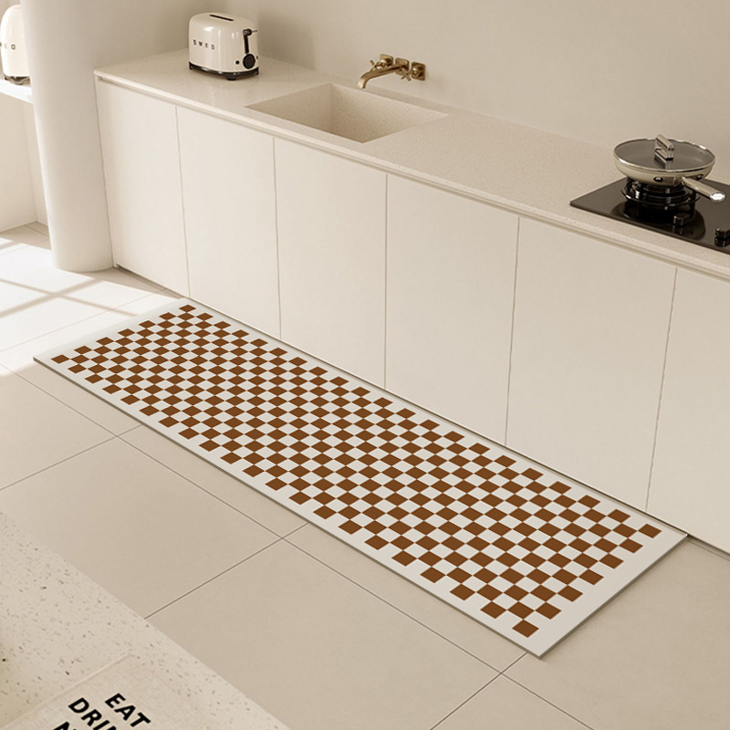 Kuhinjska podloga od diatomske gline, kremasti minimalistički stil, upija vodu i masnoću, brzo se suši, protuklizna, jednostavna za održavanje, kvadratnog oblika s geometrijskim uzorkom, prilagodljiva