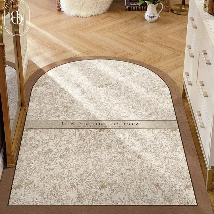 Ulazna prostirka od PU kože, cvjetni uzorak, kvadratni oblik, prilagodljiva za ulazni prostor