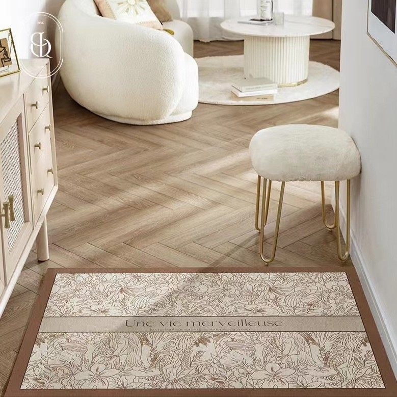 Ulazna prostirka od PU kože, cvjetni uzorak, kvadratni oblik, prilagodljiva za ulazni prostor