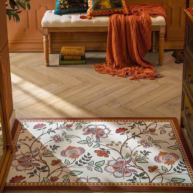 Ulazna prostirka od PU kože, cvjetni uzorak, kvadratni oblik, prilagodljiva za ulazni prostor