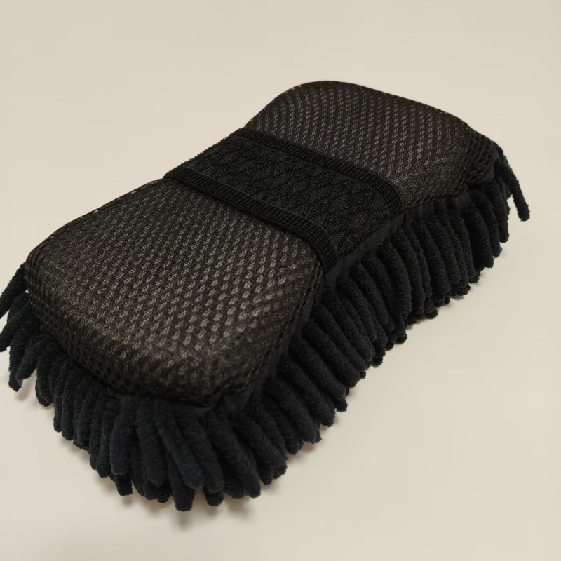 Automobilių valymo kempinė ir chenille rankšluostis — sugeria vandenį; medžiaga: kempinė + chenille; pluošto technologija: blended yarn; svoris: 55 g / 85 g; funkcija: automobilių valymas