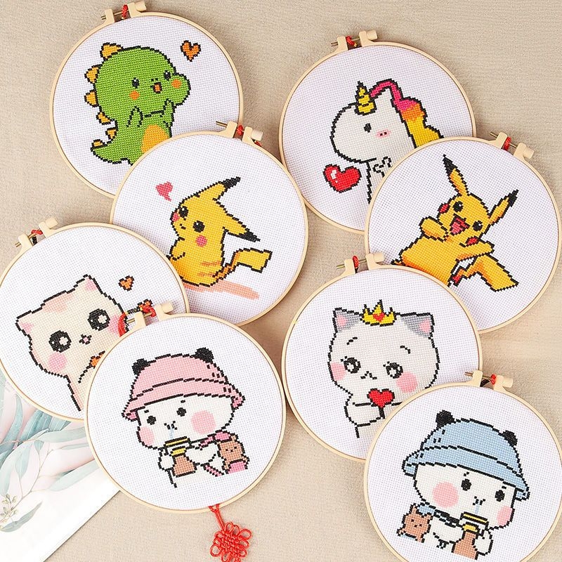 Vienradža krusta dūrienu komplekts – karikatūra/Anime dizains, 11CT, iesācējiem, DIY materiāli