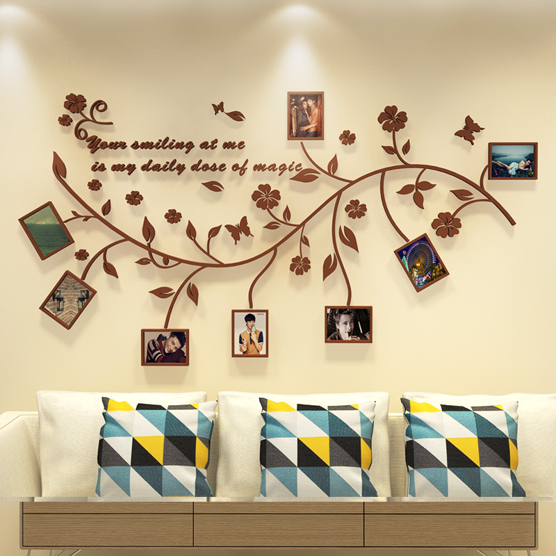 Akrilni zidni naljepnica – 3D uzorak biljaka i cvijeća, vodootporan, moderan minimalistički dizajn za dnevni boravak, spavaću sobu, studij, restoran i ulaz