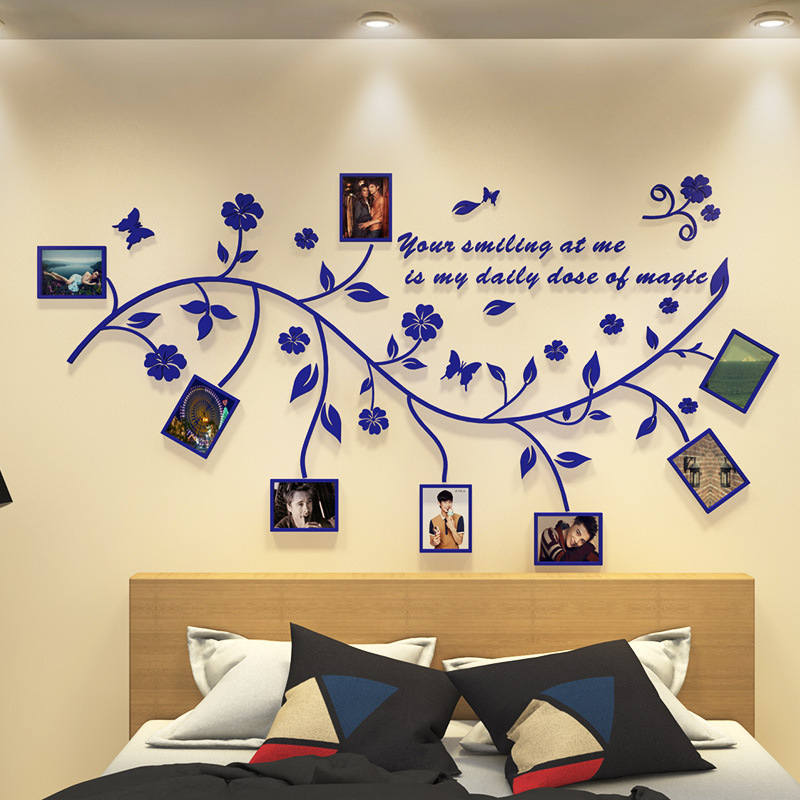 Akrilni zidni naljepnica – 3D uzorak biljaka i cvijeća, vodootporan, moderan minimalistički dizajn za dnevni boravak, spavaću sobu, studij, restoran i ulaz