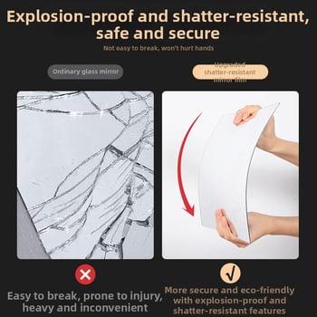 Акрилно стенно огледало за обличане, самозалепващо, прост и модерен стил, модел 002 (Материал: Акрил; Монтаж: Стена; Стил: Прост и модерен)