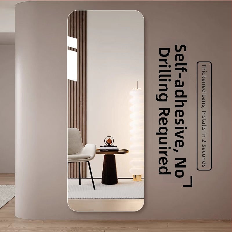 Акрилно стенно огледало за обличане, самозалепващо, прост и модерен стил, модел 002 (Материал: Акрил; Монтаж: Стена; Стил: Прост и модерен)