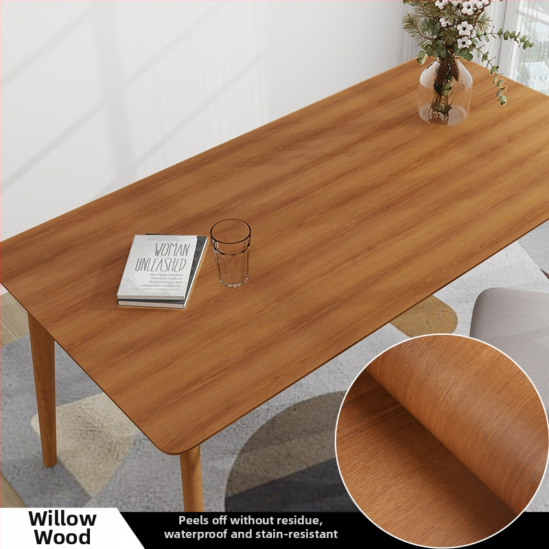 Pašlīmējoša koka graudu faktūras mēbeļu atjaunošanai, PVC, ūdensizturīga un mitrumizturīga, dekoratīvais pārklājums skapjiem un veciem mēbelēm