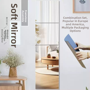 Savarankiškai lipdomas sieninis veidrodis, minimalistinis geometrinis abstraktus raštas, medžiaga: akrilas PS, 1 vnt.