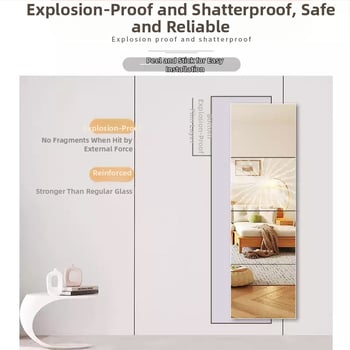 Savarankiškai lipdomas sieninis veidrodis, minimalistinis geometrinis abstraktus raštas, medžiaga: akrilas PS, 1 vnt.