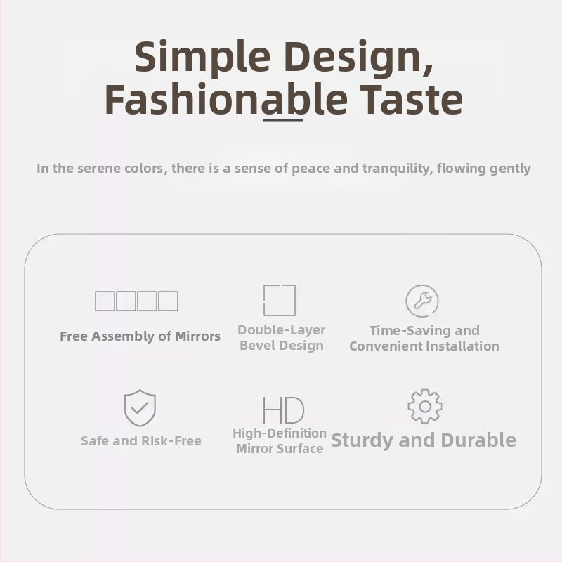 Savarankiškai lipdomas sieninis veidrodis, minimalistinis geometrinis abstraktus raštas, medžiaga: akrilas PS, 1 vnt.