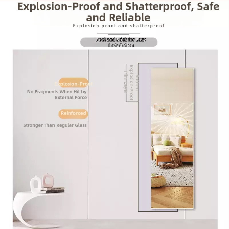 Savarankiškai lipdomas sieninis veidrodis, minimalistinis geometrinis abstraktus raštas, medžiaga: akrilas PS, 1 vnt.