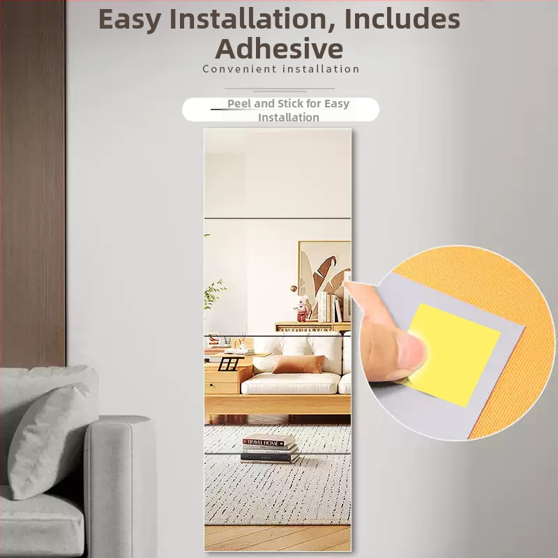 Savarankiškai lipdomas sieninis veidrodis, minimalistinis geometrinis abstraktus raštas, medžiaga: akrilas PS, 1 vnt.