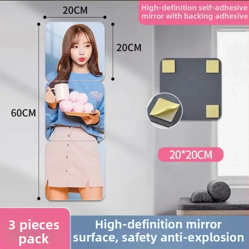 Savarankiškai lipdomas sieninis veidrodis, minimalistinis geometrinis abstraktus raštas, medžiaga: akrilas PS, 1 vnt.