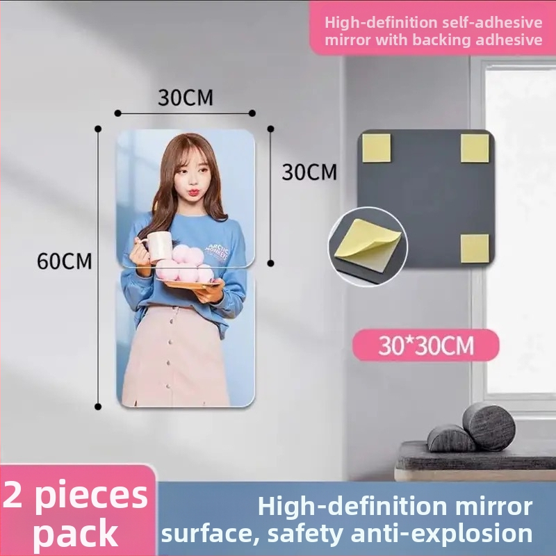 Savarankiškai lipdomas sieninis veidrodis, minimalistinis geometrinis abstraktus raštas, medžiaga: akrilas PS, 1 vnt.