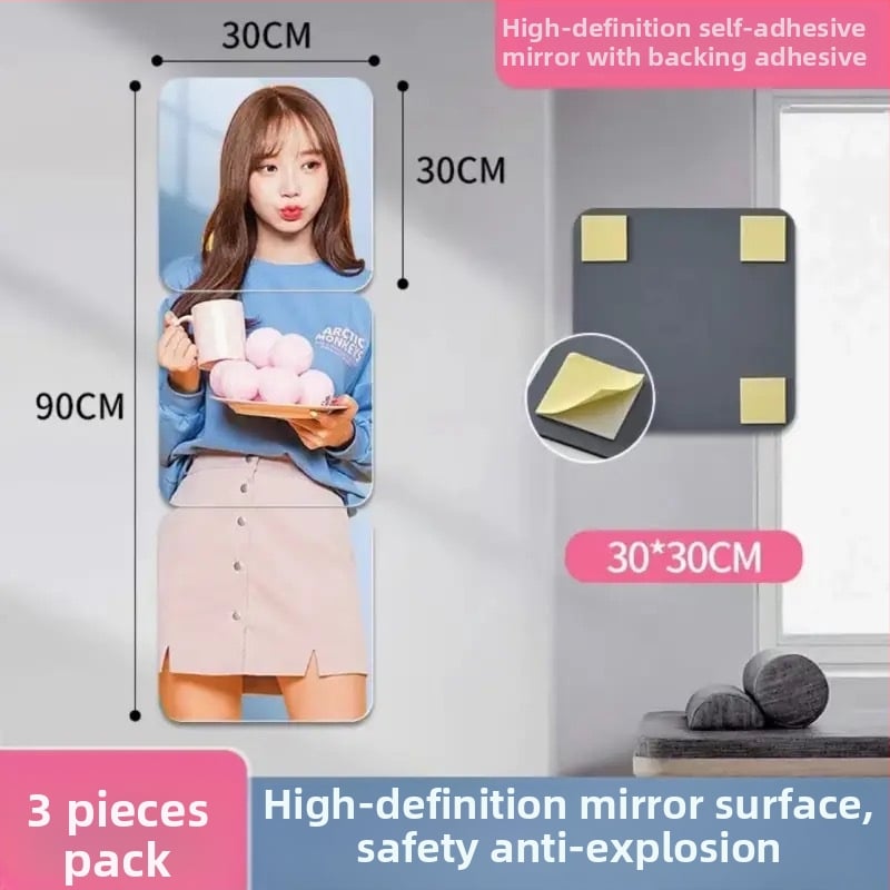 Savarankiškai lipdomas sieninis veidrodis, minimalistinis geometrinis abstraktus raštas, medžiaga: akrilas PS, 1 vnt.