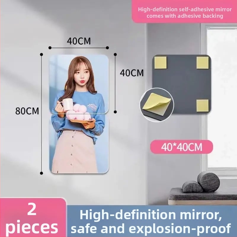 Savarankiškai lipdomas sieninis veidrodis, minimalistinis geometrinis abstraktus raštas, medžiaga: akrilas PS, 1 vnt.