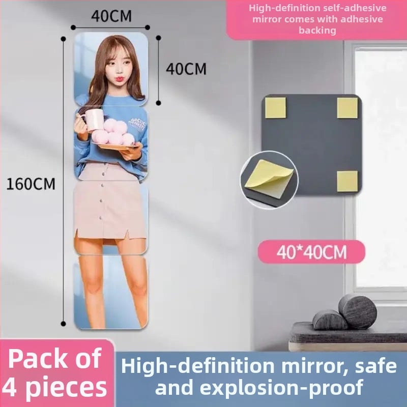 Savarankiškai lipdomas sieninis veidrodis, minimalistinis geometrinis abstraktus raštas, medžiaga: akrilas PS, 1 vnt.