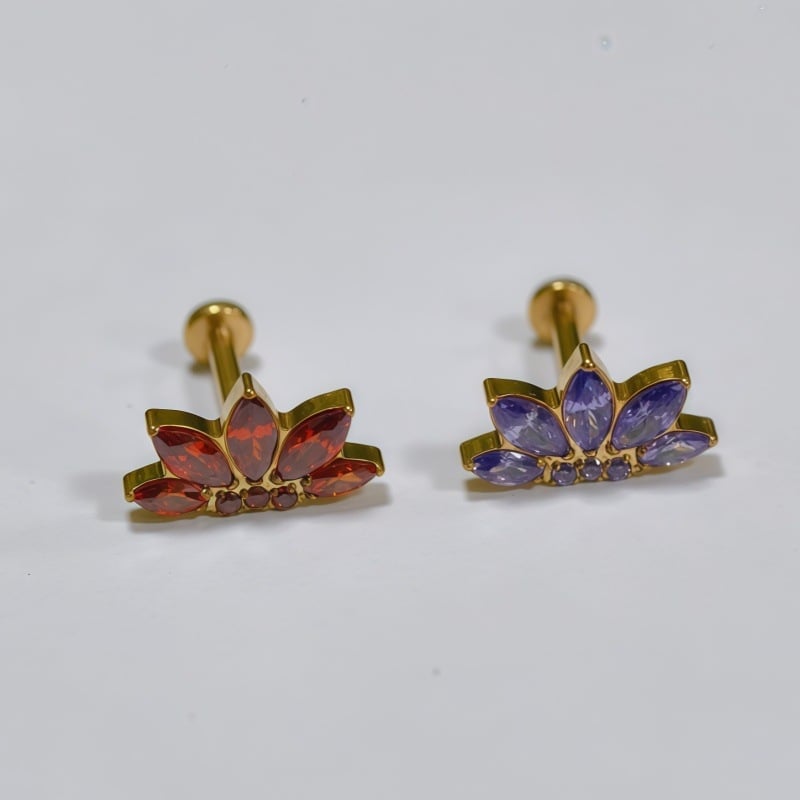 Piercing za usne od titanijske legure sa cirkonijem, geometrijski oblik, ugrađeni cirkonij, unisex stil