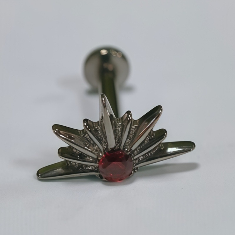 Piercing za usne od titanijske legure sa cirkonijem, geometrijski oblik, ugrađeni cirkonij, unisex stil