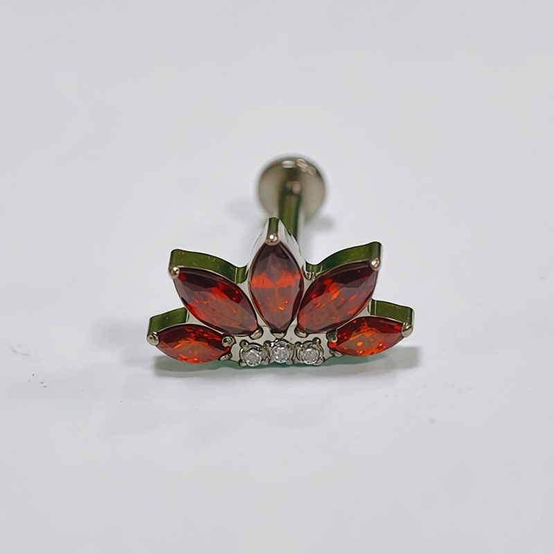 Piercing za usne od titanijske legure sa cirkonijem, geometrijski oblik, ugrađeni cirkonij, unisex stil