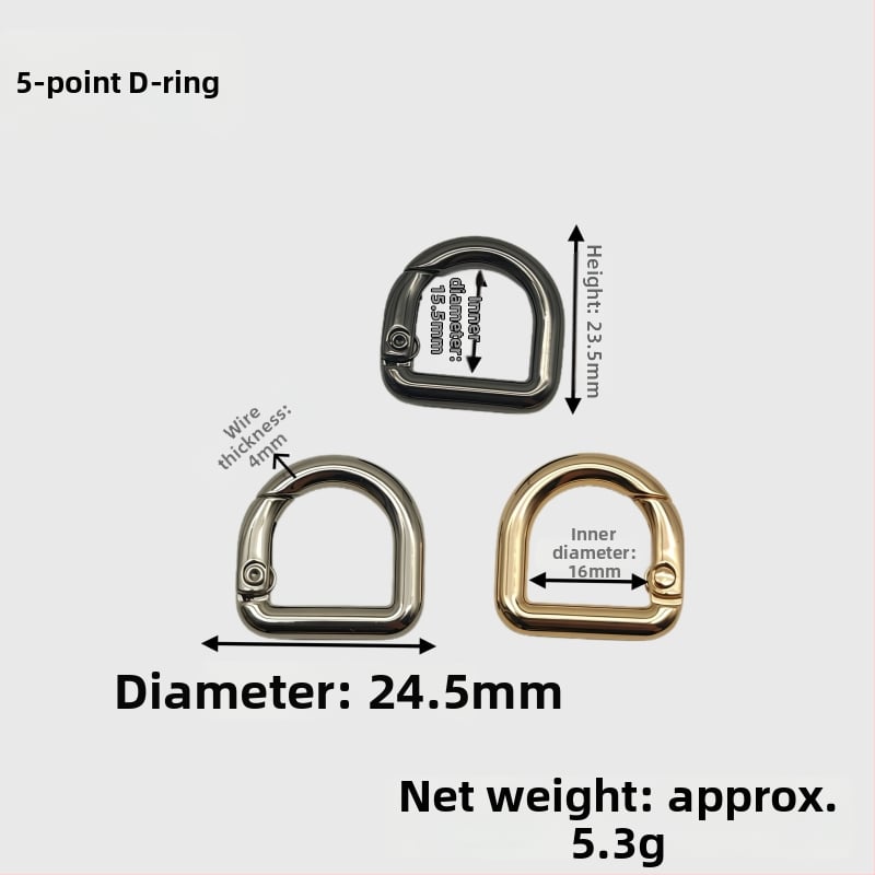 D‑formájú táska hardver készlet: rugós gyűrű, D‑formájú csat és vállszíj csat | Fém | Őszi 2024 megjelenés | Poggyász kiegészítők