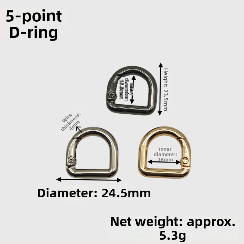 D‑formájú táska hardver készlet: rugós gyűrű, D‑formájú csat és vállszíj csat | Fém | Őszi 2024 megjelenés | Poggyász kiegészítők