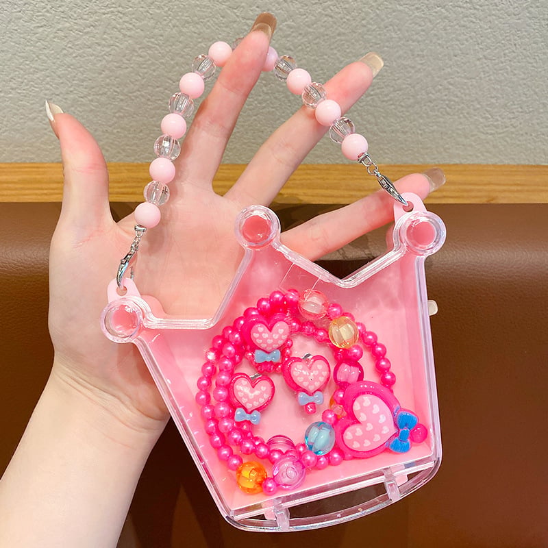 Dječji set nakita: ogrlica, narukvica i prsten s motivom Frozen princeze; materijal akril, lanac s perlama, crtani stil, za djecu.