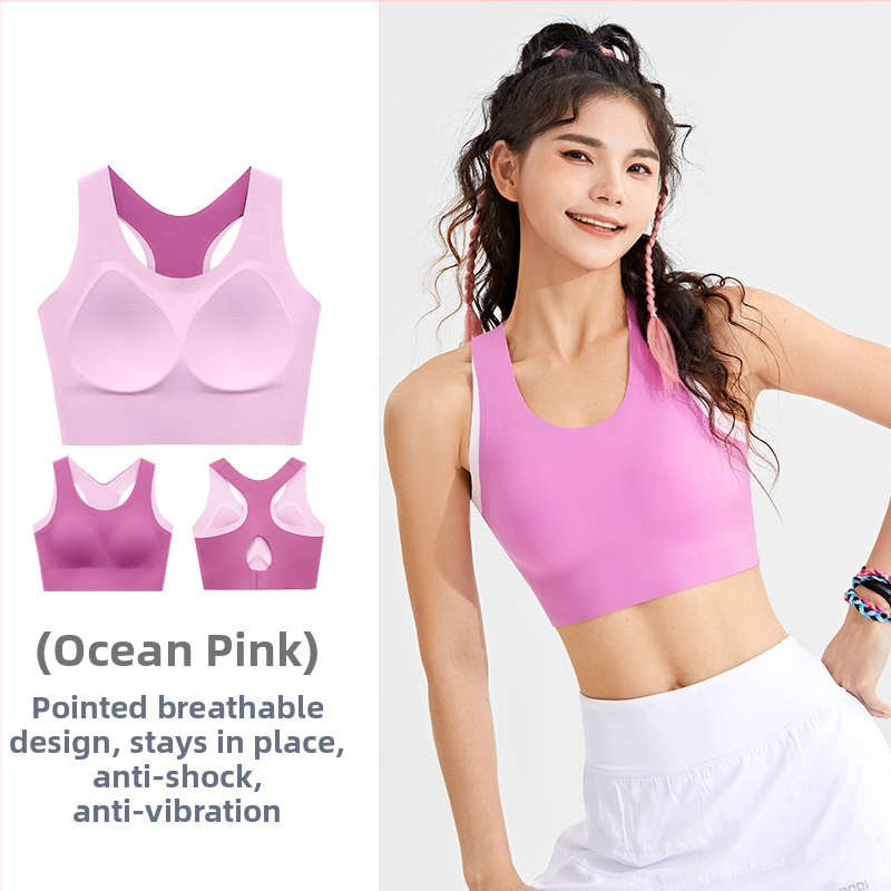 Αθλητικό τοπ χωρίς ραφές με επένδυση στήθους, Aofinico — βασικό ύφασμα νάιλον, πλήρης κάλυψη στήθους, λεπτή διαμορφωμένη επένδυση, σταθερές διπλές ιμάνες