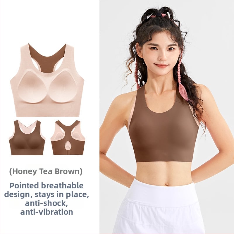 Αθλητικό τοπ χωρίς ραφές με επένδυση στήθους, Aofinico — βασικό ύφασμα νάιλον, πλήρης κάλυψη στήθους, λεπτή διαμορφωμένη επένδυση, σταθερές διπλές ιμάνες