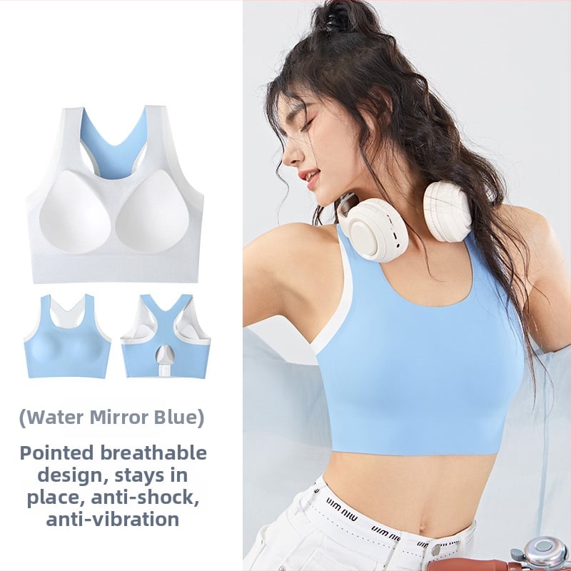 Αθλητικό τοπ χωρίς ραφές με επένδυση στήθους, Aofinico — βασικό ύφασμα νάιλον, πλήρης κάλυψη στήθους, λεπτή διαμορφωμένη επένδυση, σταθερές διπλές ιμάνες